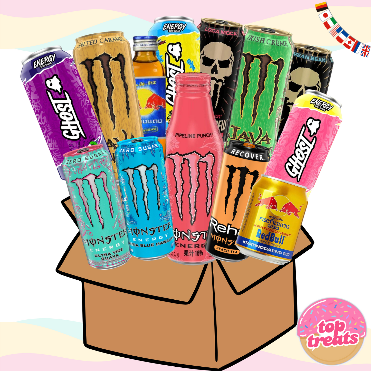 Monster Energy x Ghost x Red Bull Energy Drinks Bundle - 4 Cans