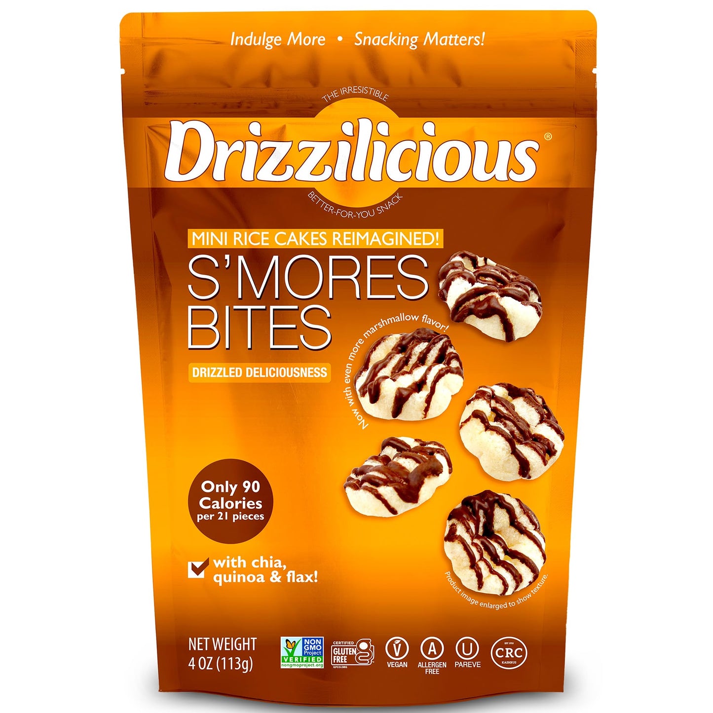 Drizzilicious S'mores Mini Rice Cake Bites - 113g Resealable Pack