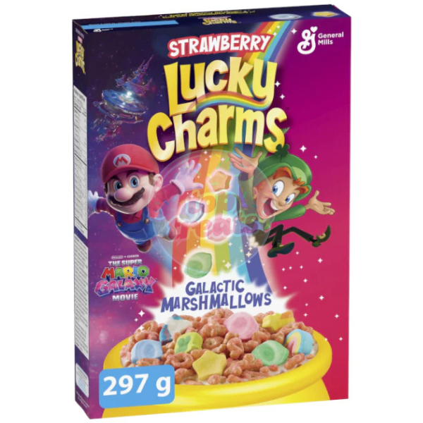 Lucky Charms x Super Mario Strawberry Galactic Marshmallows Cereal - 297g