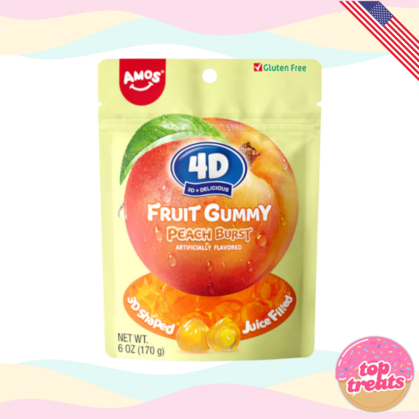 Amos 4D Peach Burst Gummies - 170g