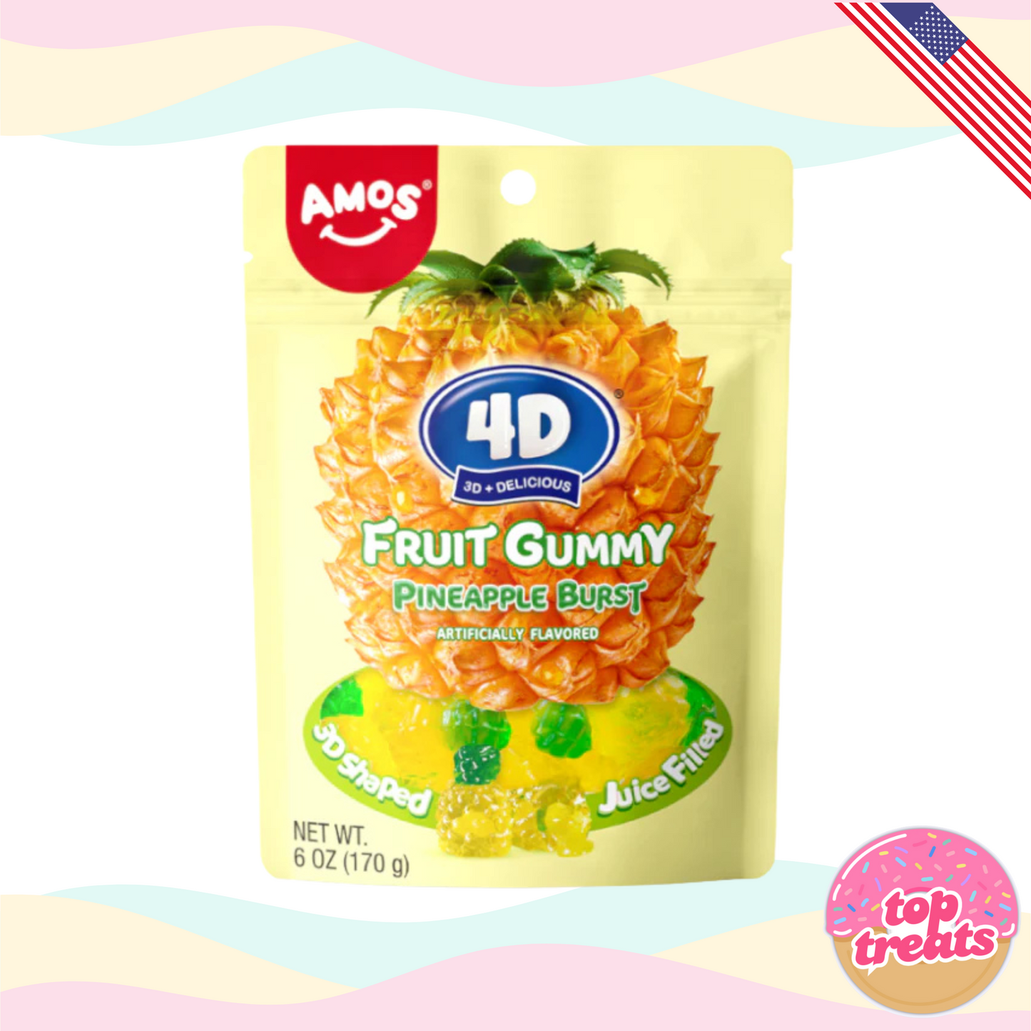 Amos 4D Pineapple Burst Gummies  - 170g