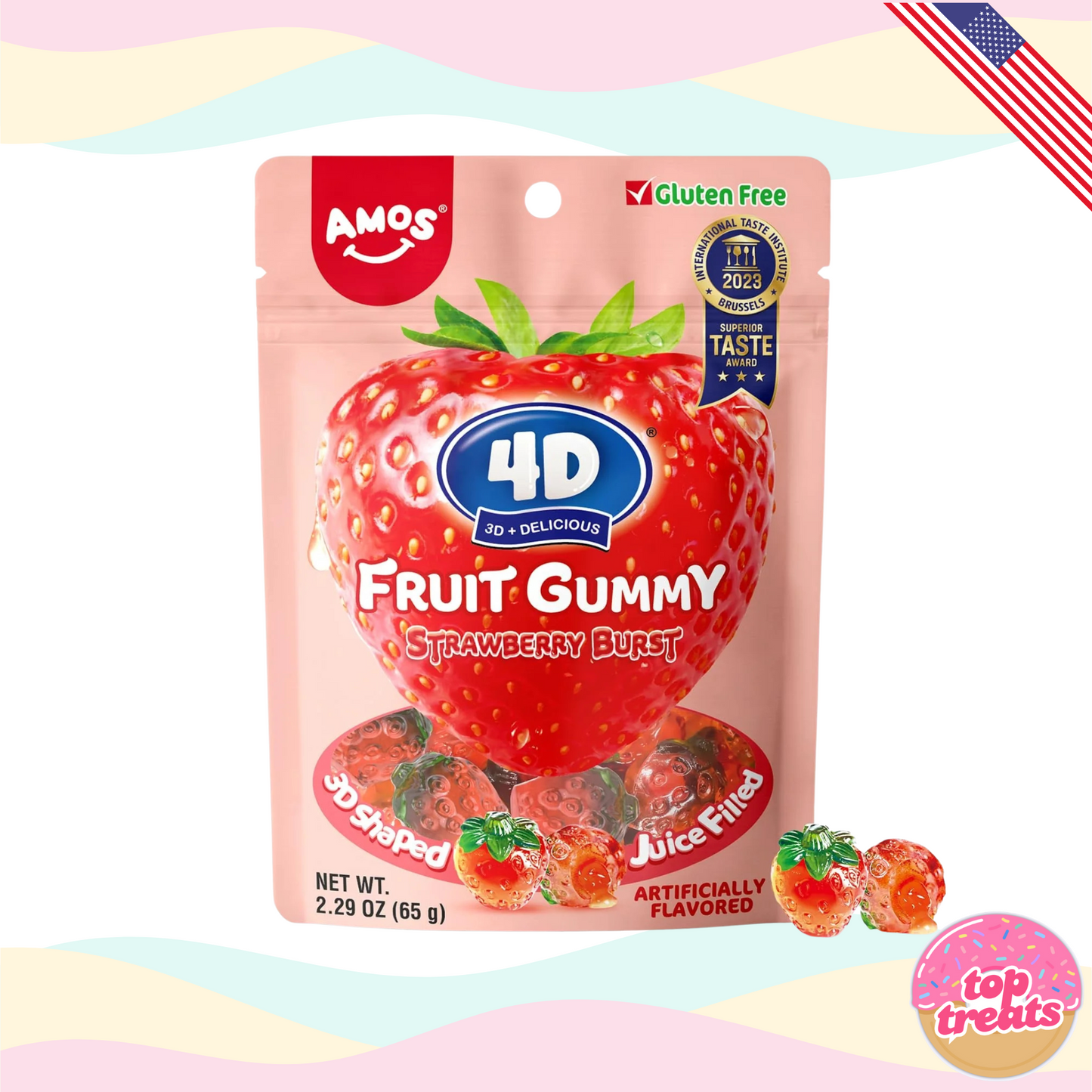 Amos 4D Strawberry Burst Gummies - 170g