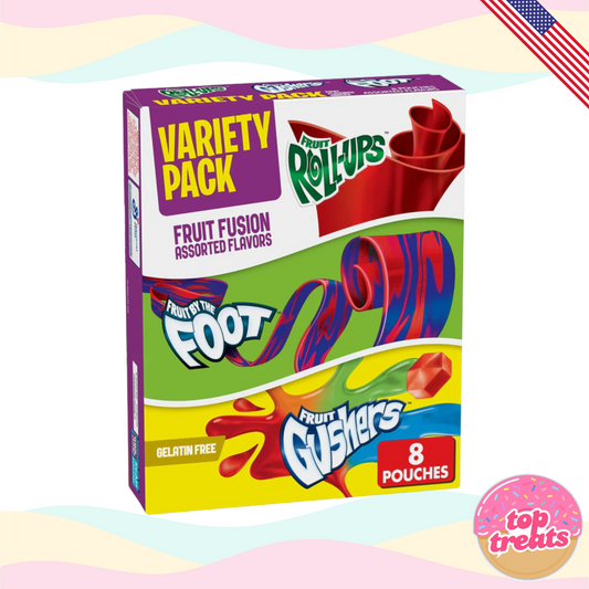 Fruit Roll Ups, Fruit by the Foot & Fruit Gushers Variety 8 Pack - 144g