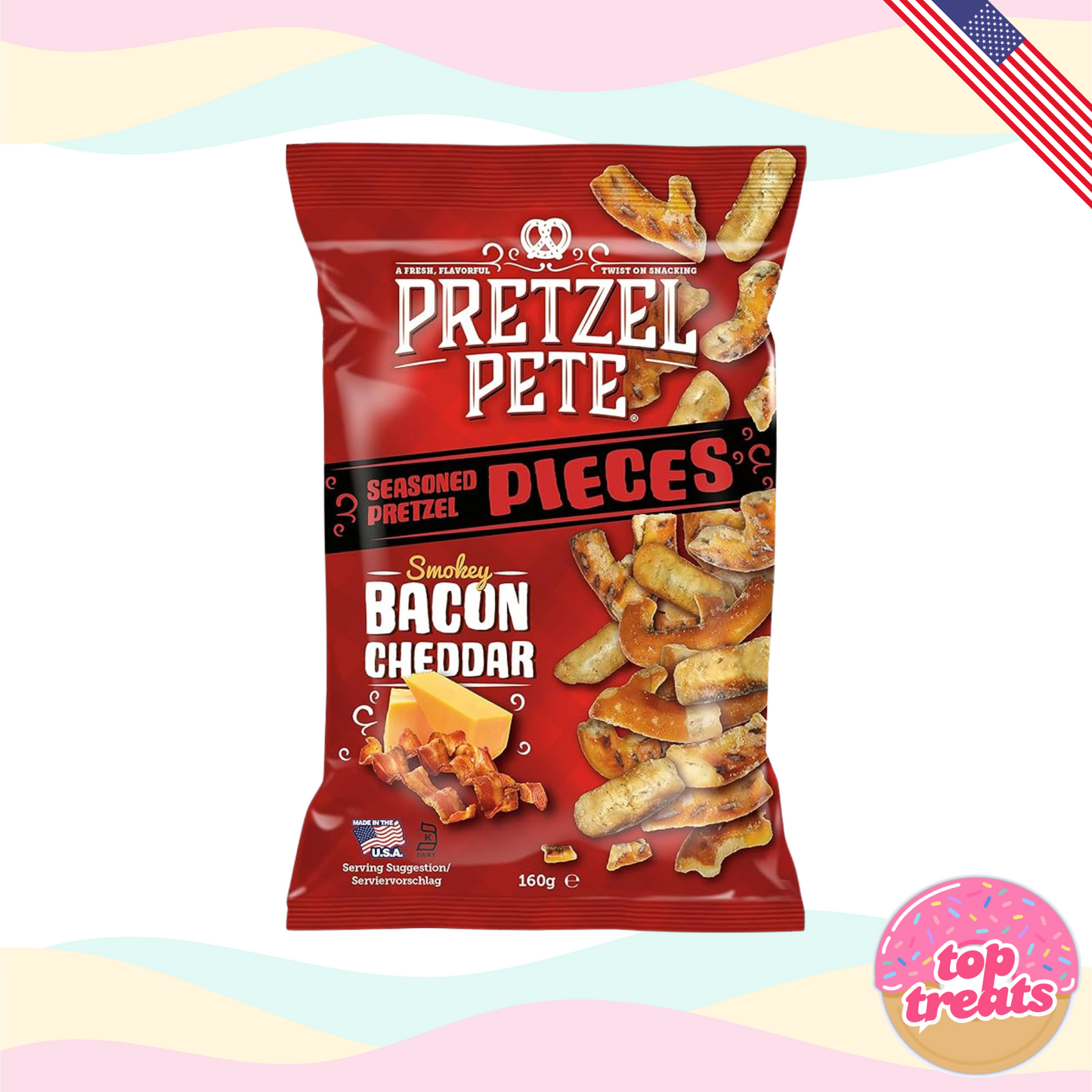 Pretzel Pete Smokey Bacon Cheddar Pretzel Pieces - 160g