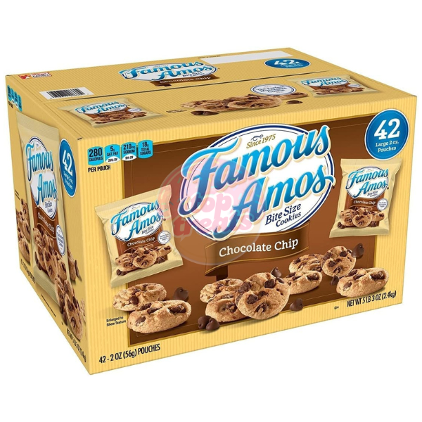 Famous Amos Chocolate Chip Bite Size Cookies Full Case - 42 x 56g Bags