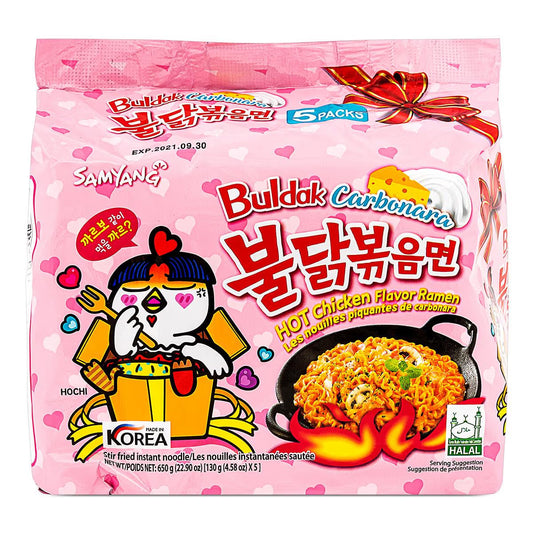 Samyang Buldak Carbonara Hot Chicken Flavour Ramen 5 Pack - 5 x 130g